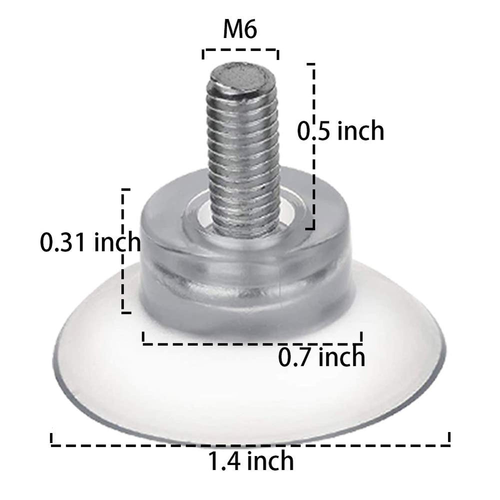 10 PCS Rubber Strong Suction Cup Replacements for Glass Table Tops with M6 Screw