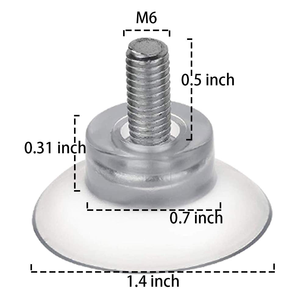 10 PCS Rubber Strong Suction Cup Replacements for Glass Table Tops with M6 Screw