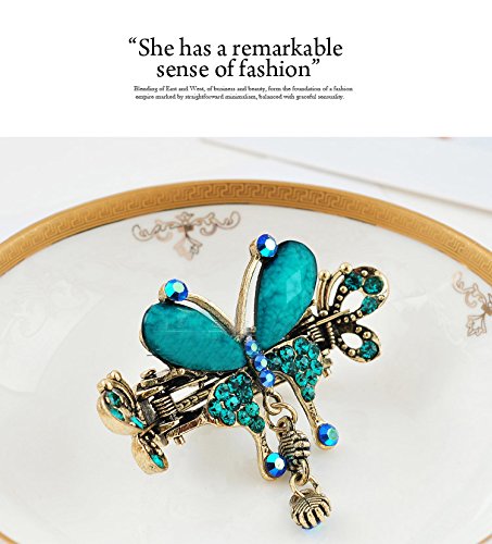 Retro National Style Hair Clip Alloy Water Drill Crab Butterfly Grip Clip Headgear