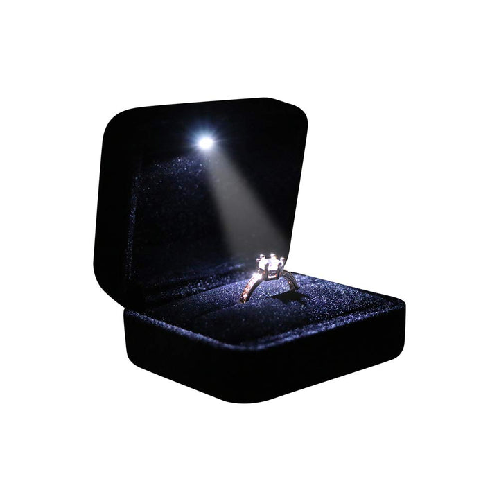 Velvet Metal Glossy with LED Jewelry Gift Box for Proposal, Engagement, Wedding - Easy to fit into Your Pocket or Handbag