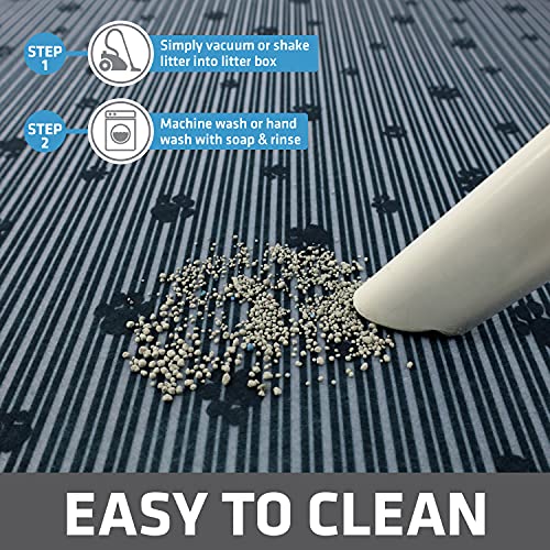 Original Cat Litter Mat, Contains Mess from Box, Protects Floors, Urine-Proof, Machine Washable, Soft on Kitty Paws, Absorbent, Waterproof (USA Made, Recycled Content) (20”x28”)(GreyStripePaw)