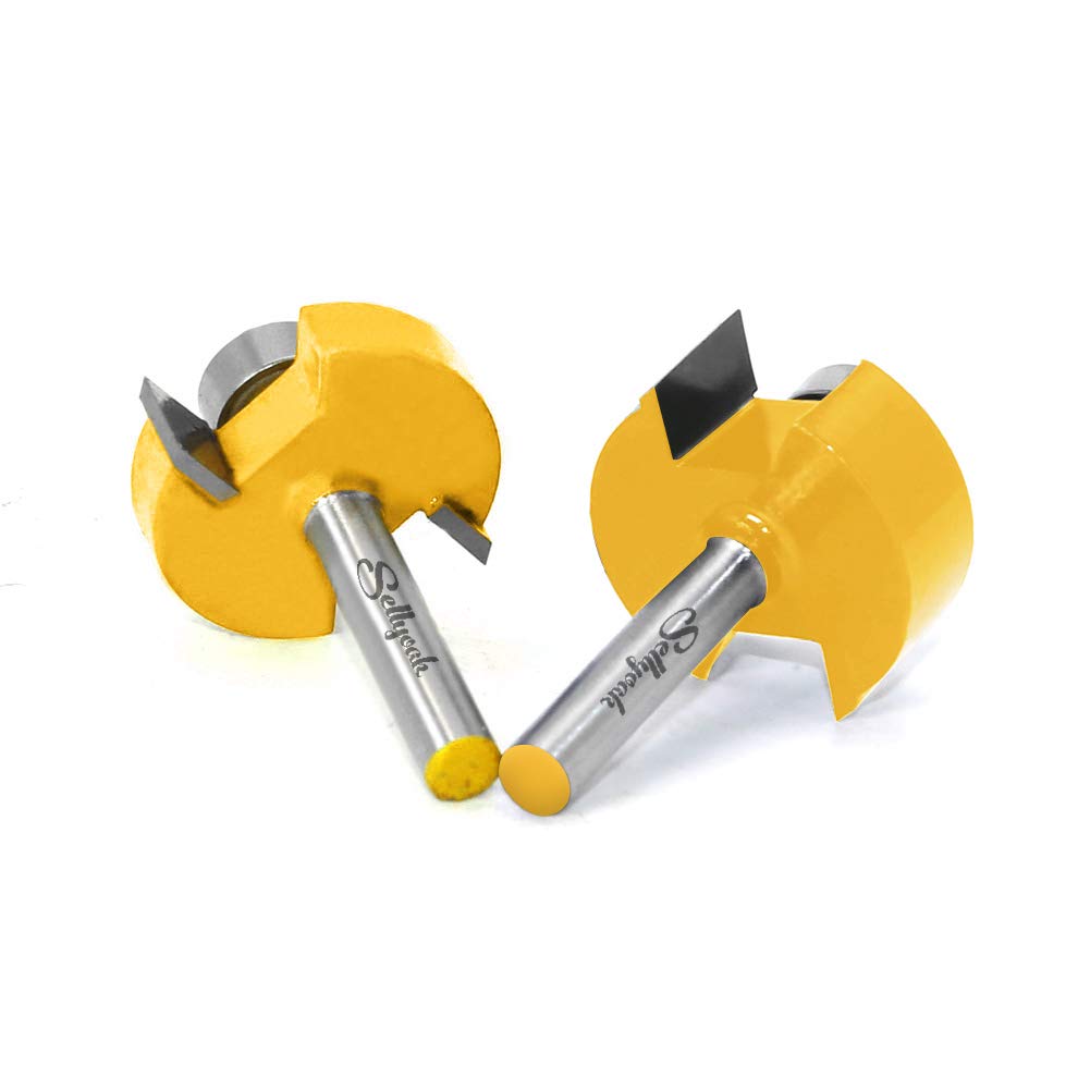 1/4 Inch Shank Rabbet Router Bit with 6 Bearings Set, SellyOak Multi Rabbeting Router Bit Set for Multiple Depths (1/8, 1/4, 5/16, 3/8, 7/16, 1/2 Interchangeable and Adjustable Bearings)