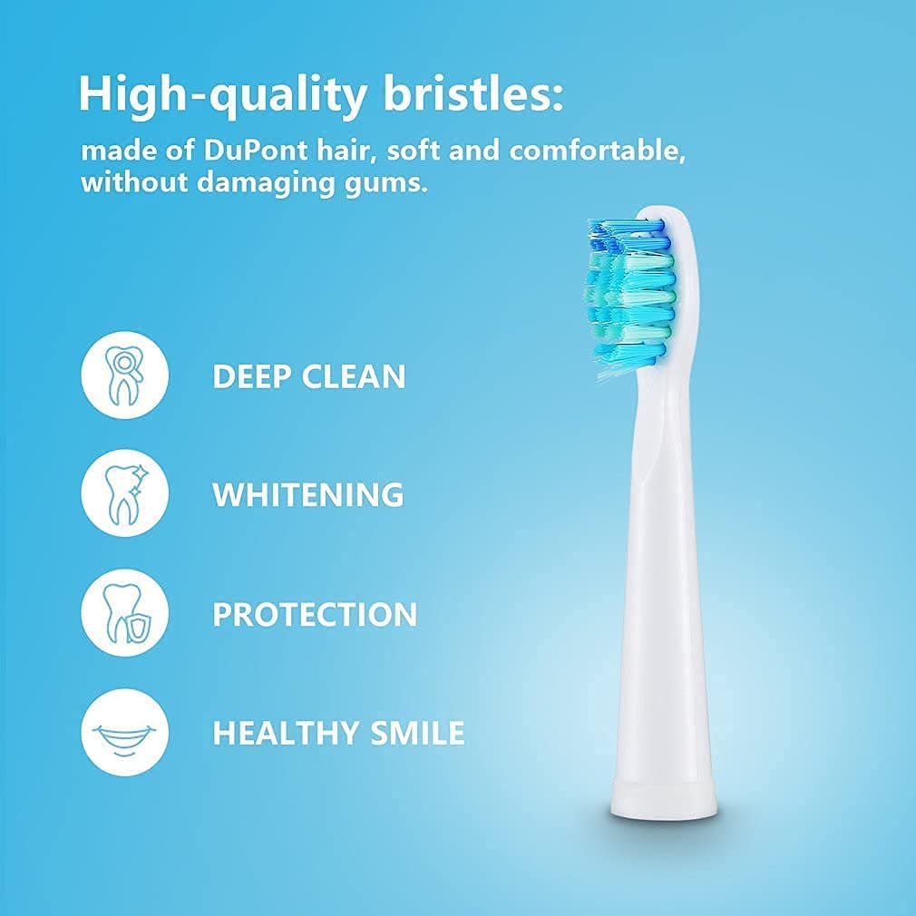 5pc Toothbrush Heads Compatible with Fairywill D7/D8/FW507/508, 551/917/959/D1/D3 (White)