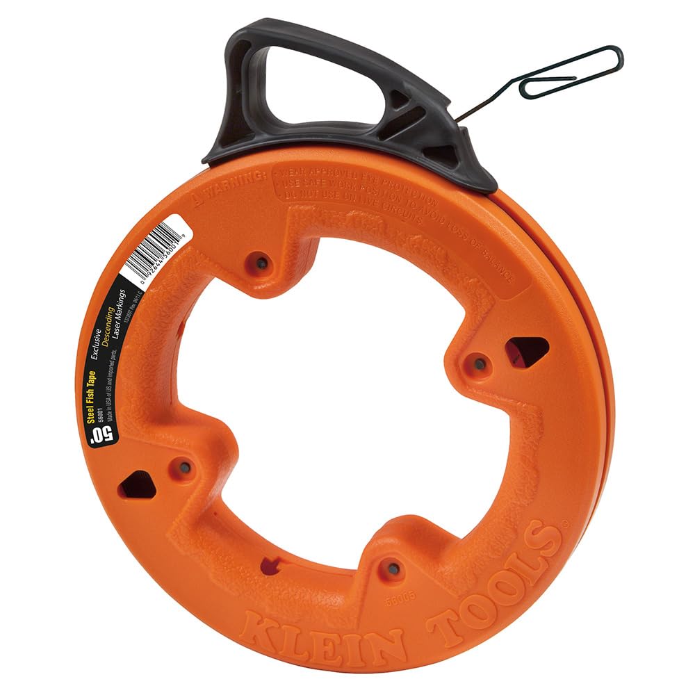 56001 Fish Tape, 50-Foot Long x 1/8-Inch Wide Steel Pull Line, for Heavy Duty Wire Pulls, Updated Model Cat. No. 56331 Available