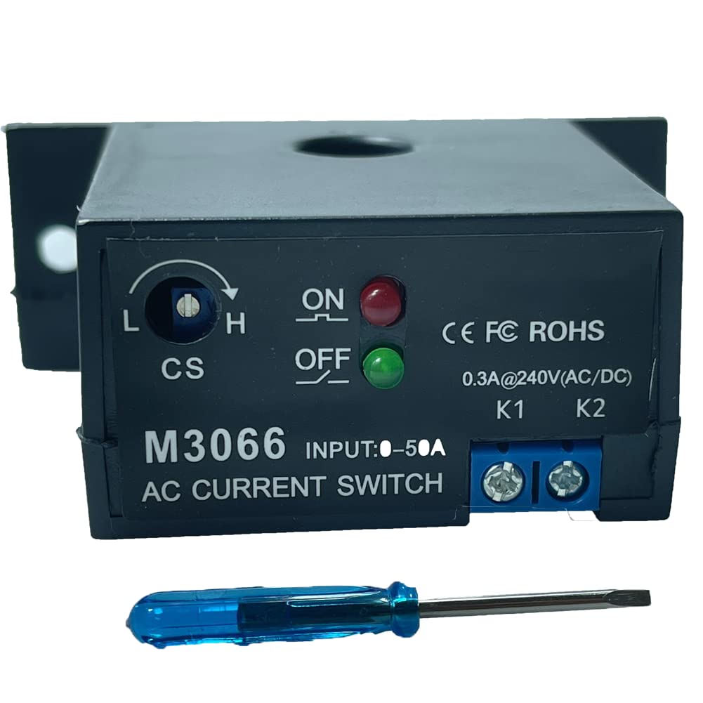 Current Sensing Relay AC Current Sensing Switch 0-50A Normally Closed Amp Sensor Monitoring Relay (M3066)