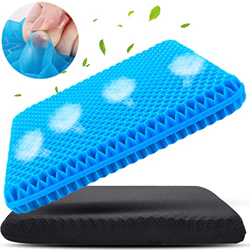 Large Gel Seat Cushion for Long Sitting (Super Large &amp; Thick), Soft &amp; Breathable, Gel Cushion for Wheelchair Reduce Sweat, Gel Chair Cushion for Hip Pain, Gel Seat Cushion for Office Chair