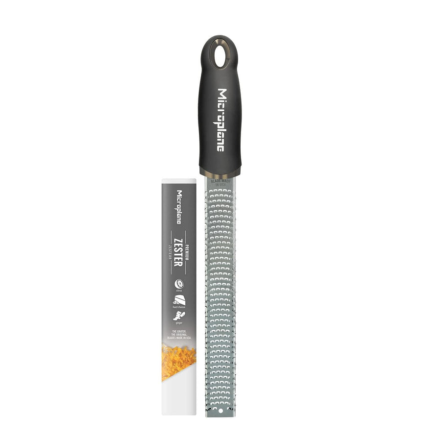 Premium Classic Series Zester Grater, 18/8, Black - Lemon Zester & Cheese Grater & Vegetable Grater - Citrus, Parmesan Cheese, Garlic, Ginger, Nutmeg, Chocolate - Stainless Steel Grater