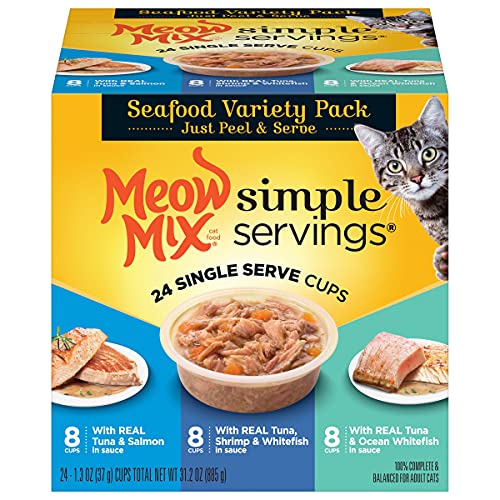 Simple Servings Wet Cat Food, Seafood Variety Pack, 1.3 Ounce Cup (Pack of 24)