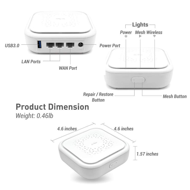 GL-B1300 (Convexa-B) Home AC Gigabit VPN Router, 400Mbps(2.4GHz)+867Mbps(5GHz) High Speed, DDR3L 256MB RAM/32MB Flash ROM, OpenWrt Pre-Installed, Wi-Fi Networking, Power Adapter Included