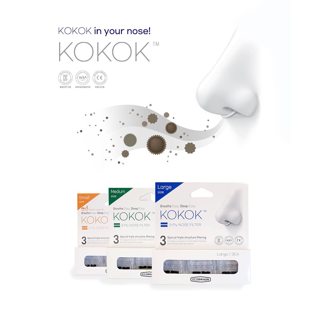 KOKOK 3-Ply Nose Filter Reusable Breathable Nasal Plugs