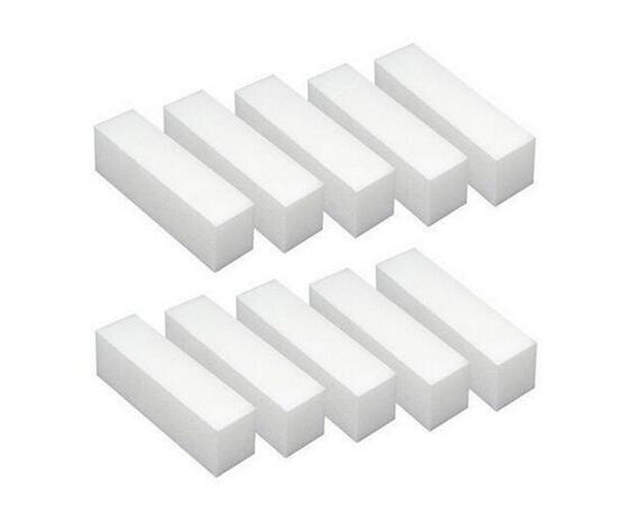 10PCS White Professional Washable 4 Ways Nail Buffing B