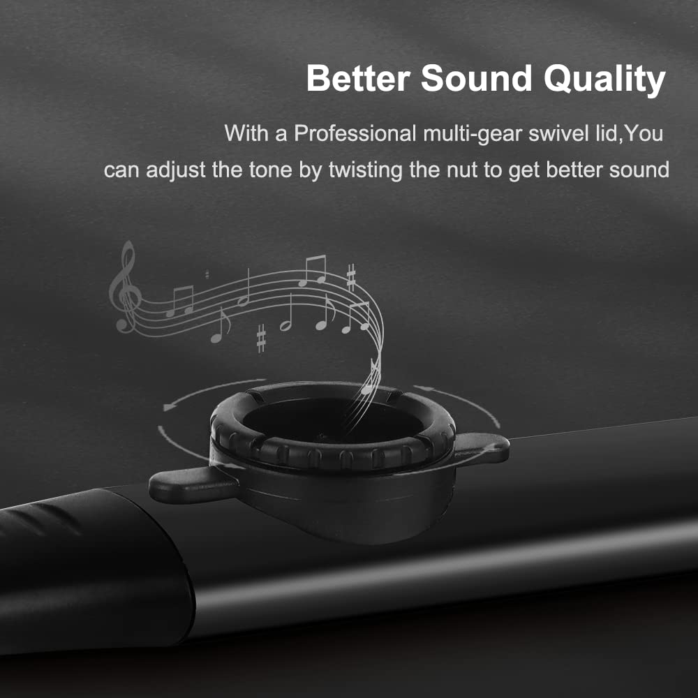 Upgrade Metal Kazoo, Adjustable Tone Professional Aluminum Alloy Kazoo with Five Flute Diaphragms, Food Grade Mouthpiece with Cover and Sling Design Kazoos for Kids/Adults/Music Lovers (Black Kazoo)