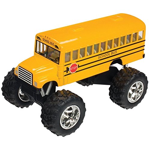 5 Monster School Bus Die Cast Metal Model, Pullback Action Toy Monster Truck