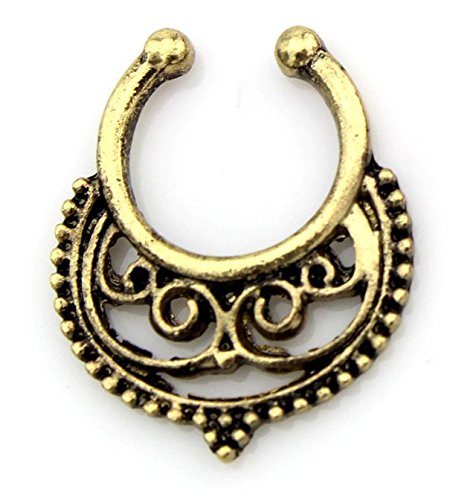 Aoyoho 8pcs Fake Septum Clicker Nose Hoop Ring Non Piercing Clip