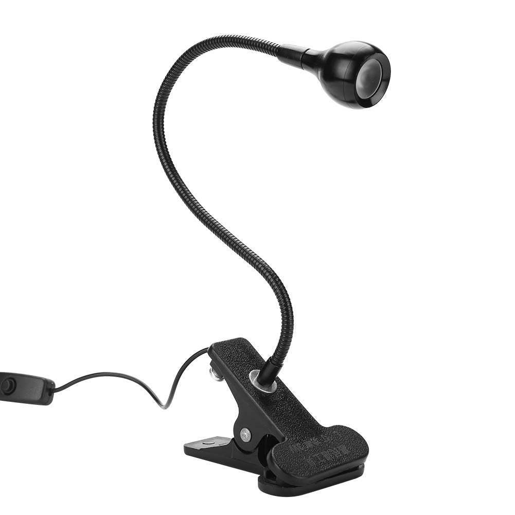 Big Chip 395nm UV LED Light Fixtures with Gooseneck and Clamp Mini Desk Light Clamp Portable Gooseneck for Outdoor Stall Gel Nail Curing, 5V USB Input(Black,1 Piece)