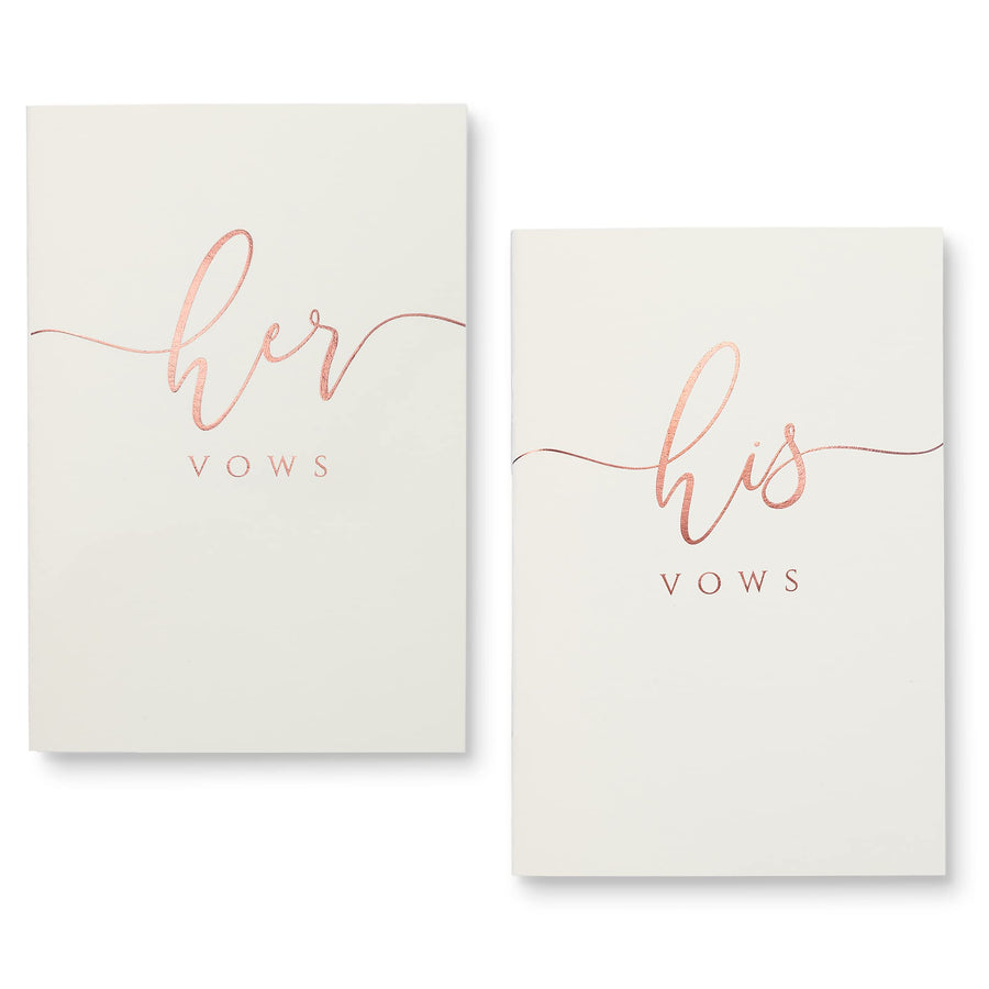 Ivory Wedding Vow Books His and Hers – Rose Gold Foil Bride and Wedding Notebook with 28 Pages - 5,9 x 3.9 – Vow Renewal - Bridal Shower Gifts - Time Capsule Love Letter (Rose Gold)