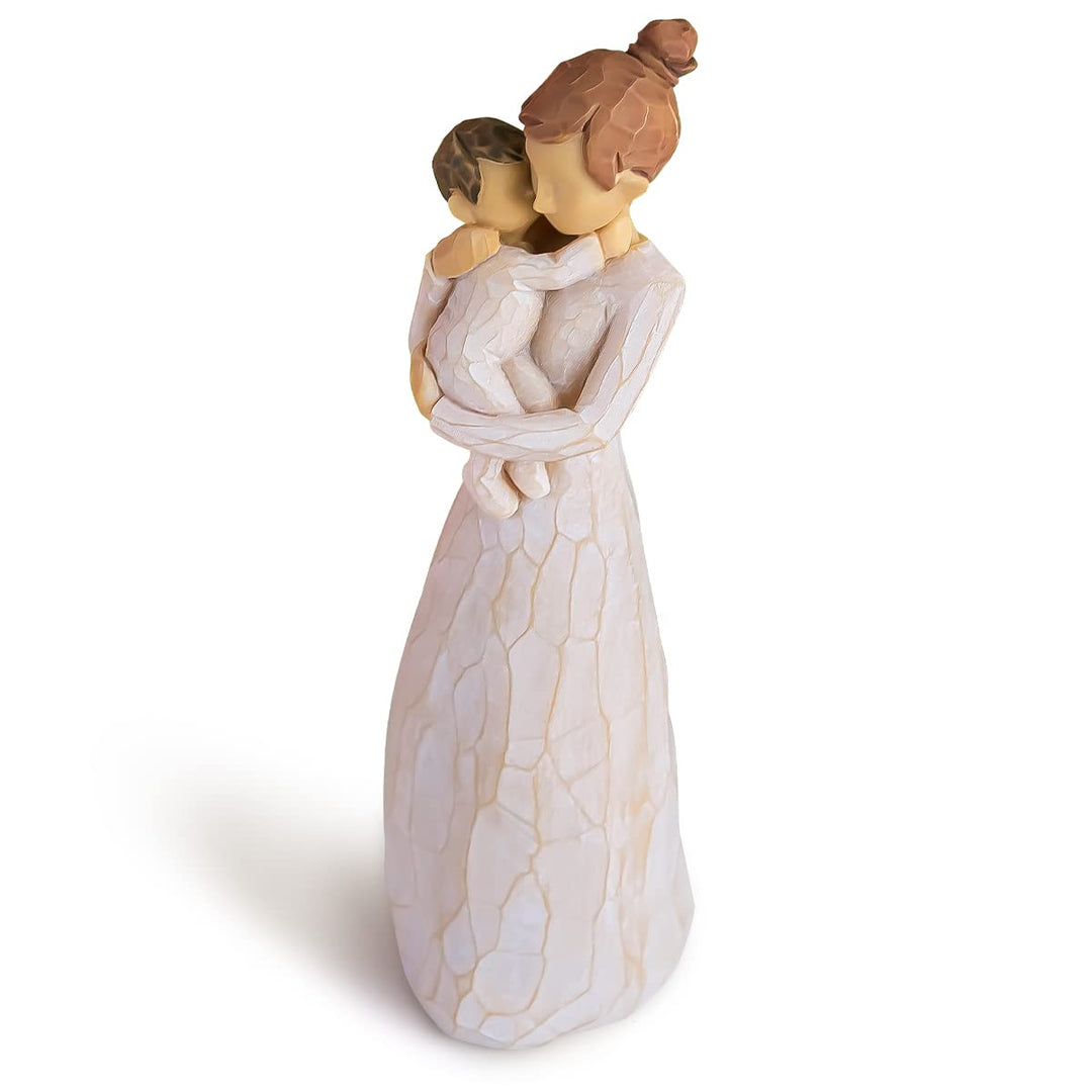 Mom and Baby Figurine Statue Gift, Sculpted Hand-Painted Mother Son Daughter Figure Birthday for Mom (Angel of Mine)