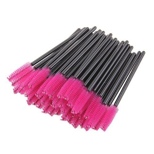 Disposable Eyelash Eye Lash Makeup Brush Mascara Wands Applicator Makeup Kits (50PCS ROSE)