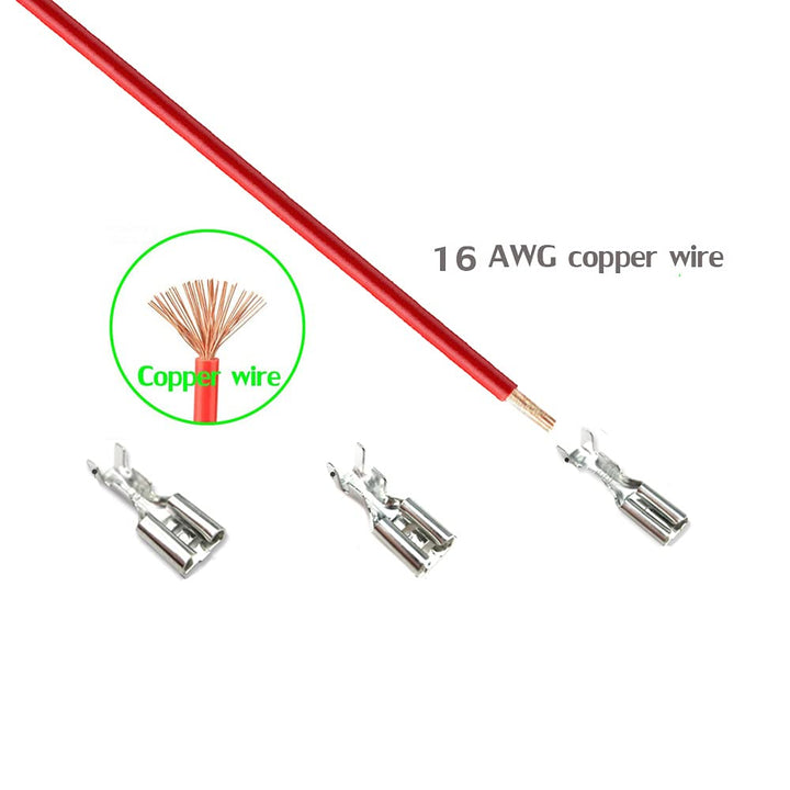 30pcs 2.8mm Spade Crimp Terminal,20cm 16AWG Female Electrical Insulated Terminals,Spade Quick Connectors with Insulating Sleeve (30packs)