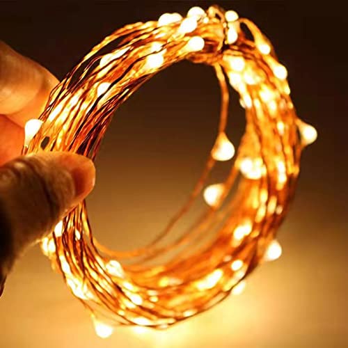 Fairy Lights Battery Operated, 8 Packs Mini Battery Powered Copper Wire Starry String Lights for Christmas,Bedroom, Parties,Wedding,Indoor,Home Decoration (5m/16ft Warm White)