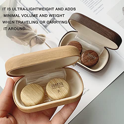 Caruncoo CARUNCOO Wood Grain Contact Lens Case Compact 