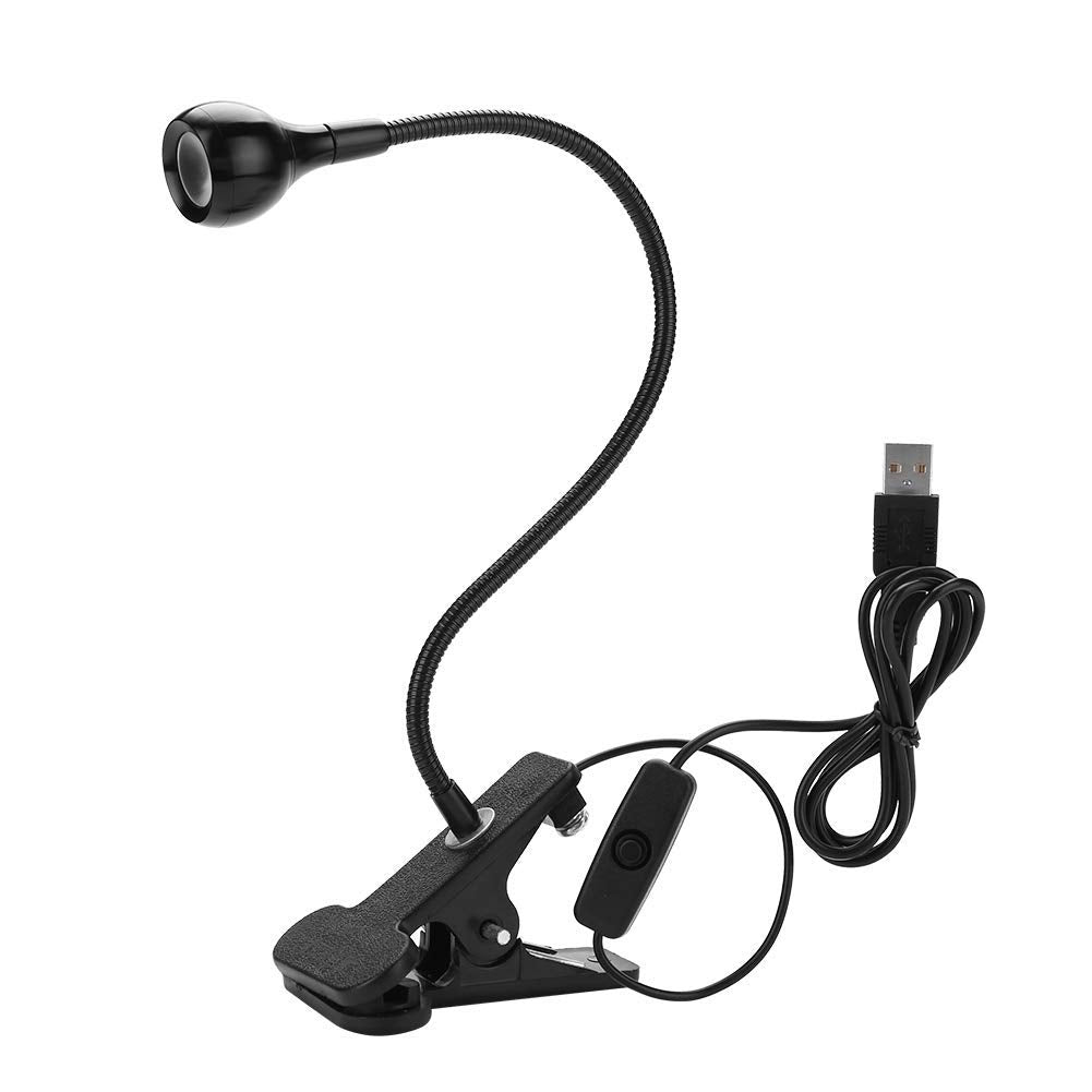 Big Chip 395nm UV LED Light Fixtures with Gooseneck and Clamp Mini Desk Light Clamp Portable Gooseneck for Outdoor Stall Gel Nail Curing, 5V USB Input(Black,1 Piece)