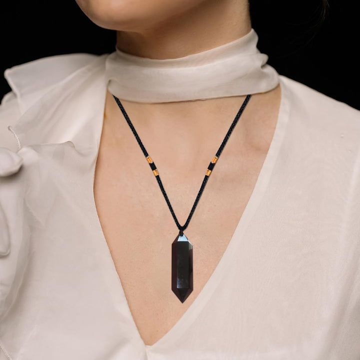 Runyangshi Black Obsidian Healing Crystal Pendants, Dou