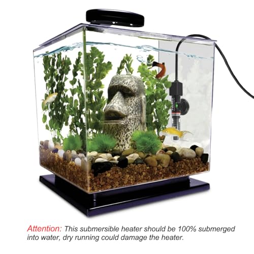 25W Small Aquarium Submersible Betta Heater with Free Thermometer Strip, Under 6 Gallon Fish Tanks (Preset Temperature 78)