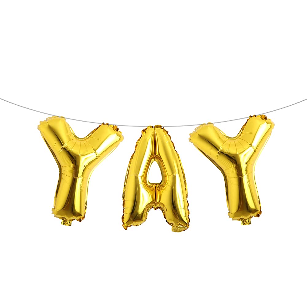 Bachelorette Party Decorations Balloons - Bridal Shower Decorations Yay Party Banner Balloon Engagement Party Decoration - Bachelorette Favor (Yay Gold)