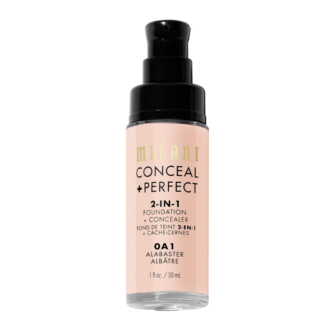 Milani Conceal + Perfect 2-in-1 Foundation + Concealer - Alabaster (1 Fl. Oz.) Cruelty-Free Liquid Foundation - Cover Under-Eye Circles, Blemishes & Skin Discoloration for a Flawless Complexion