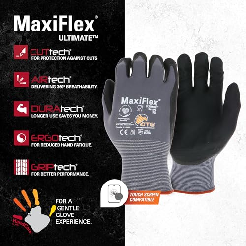 PIP 34-874/S Maxi Flex Ultimate 34874 Foam Nitrile Palm Coated Gloves, Gray, Small (Pack of 12)