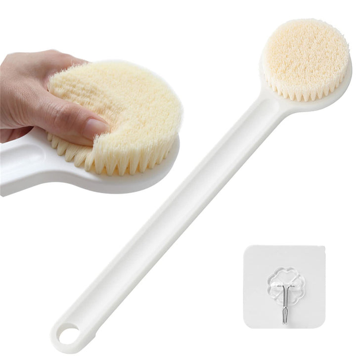 Bathroom Body Brush for Shower, Wet Shower Brush with Long Non-Slip Handle, Back Scrubber Body Scrubber Exfoliator, Softer Bristles, Beige, 1 Pcs