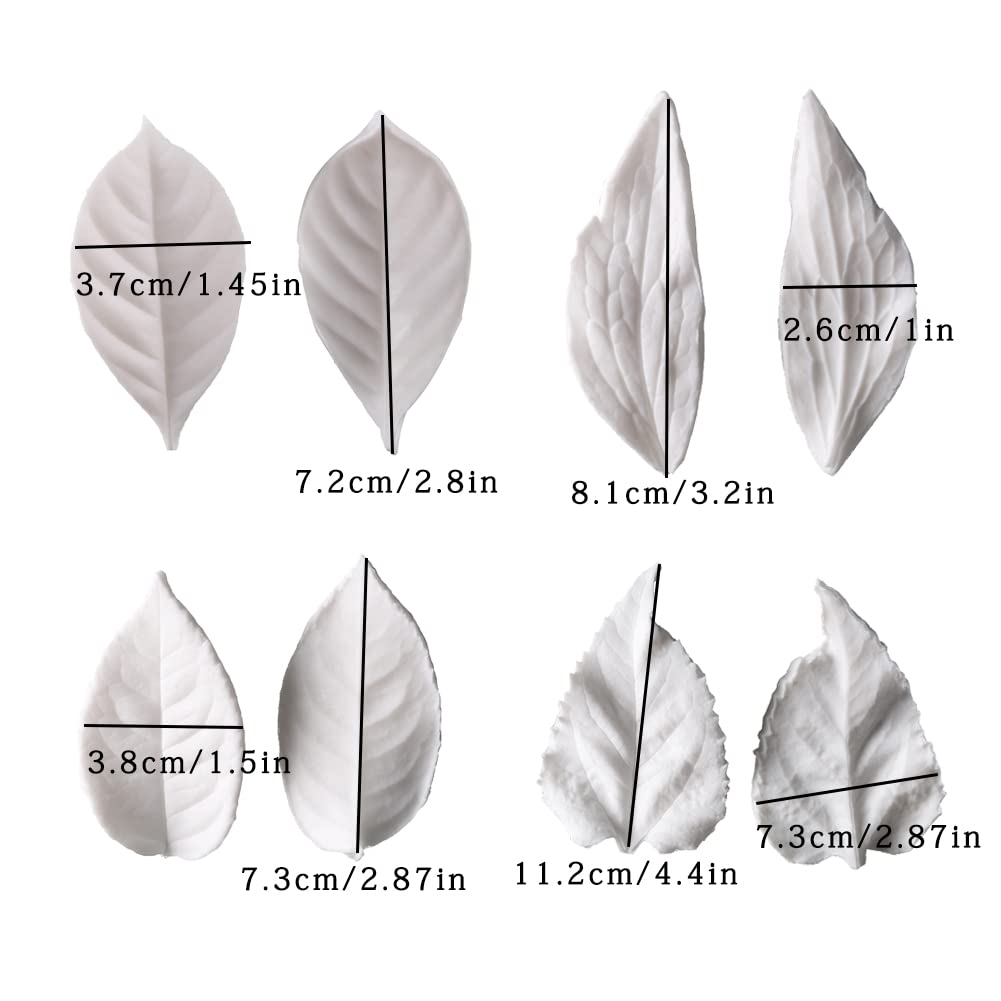8Pcs Sugar Paste Leaf Veiners Fontant Mold Fondant Silicone Leaf Rose/Peony/Lily 3D Craft Tool