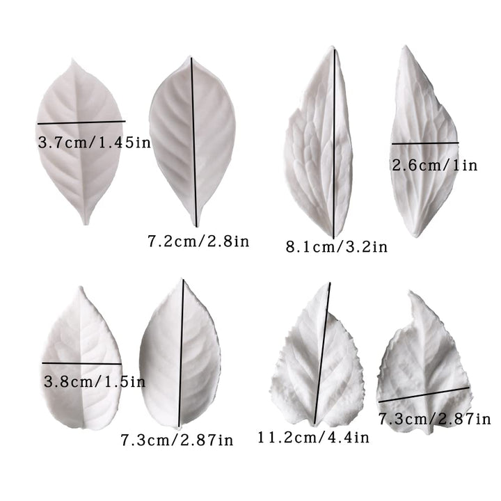 8Pcs Sugar Paste Leaf Veiners Fontant Mold Fondant Silicone Leaf Rose/Peony/Lily 3D Craft Tool