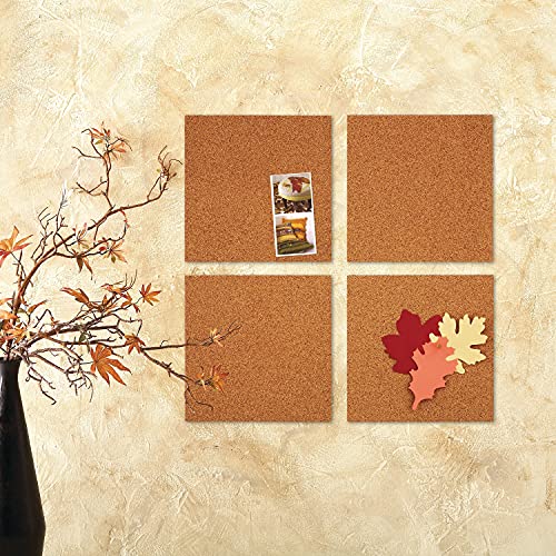 Cork Tiles, Cork Board, 12 x 12, Corkboard, Wall Bulletin Boards, Natural, 4 count (Pack of 1)