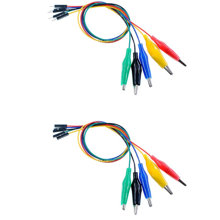 10pcs 12inch Alligator Clip to Breadboard Jumper Wires Test Lead, Alligator to Male and Female Jumpers for Arduino,Breadboard,Raspberry Pi(5 Male+5 Female)