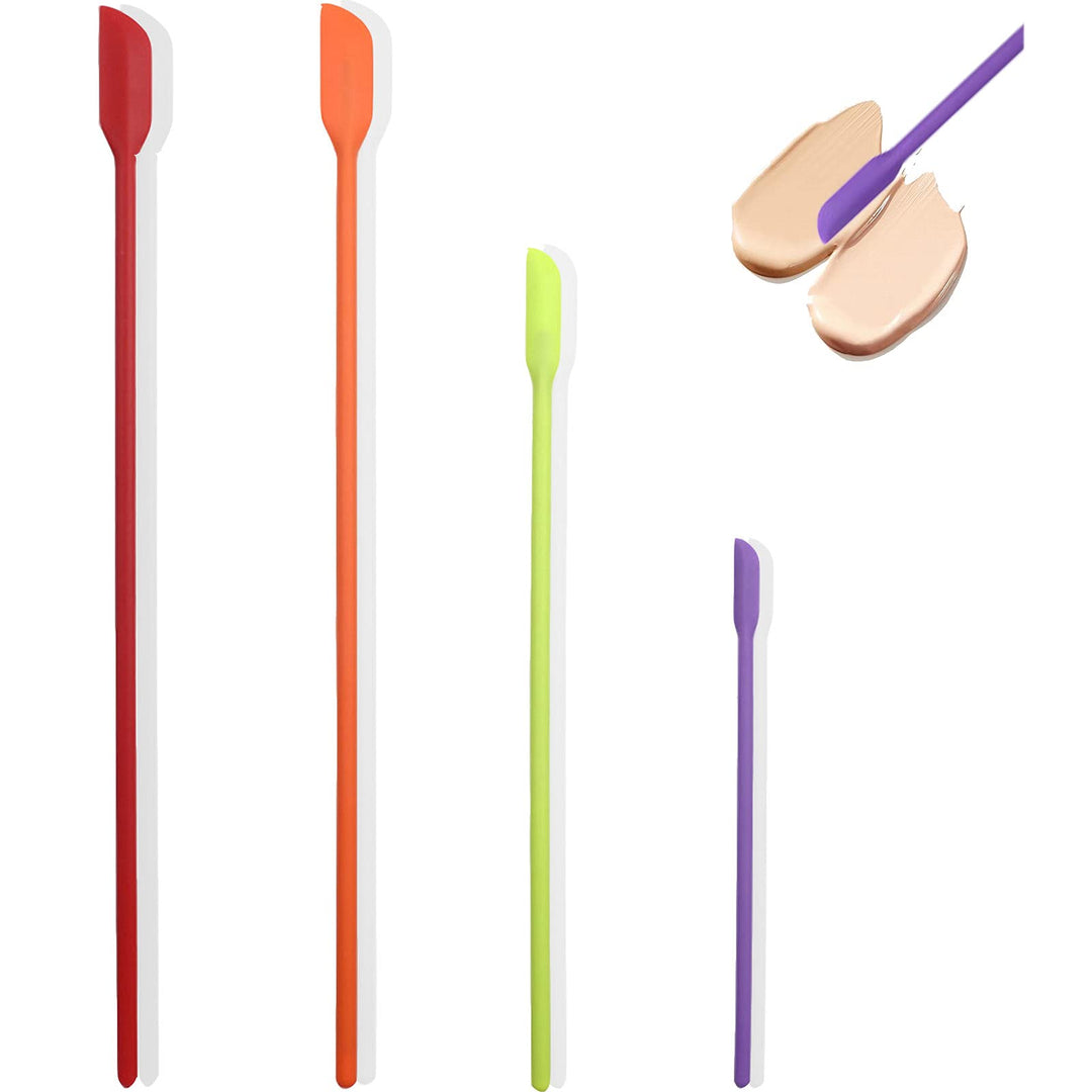 Beauty Spatula, 4 PCS Makeup Spatula Mini Spatula for Cosmetics and Kitchen Jar, Small Silicone Spatula for Beauty and Kitchen Tiny Spatula 3 Sizes (4)