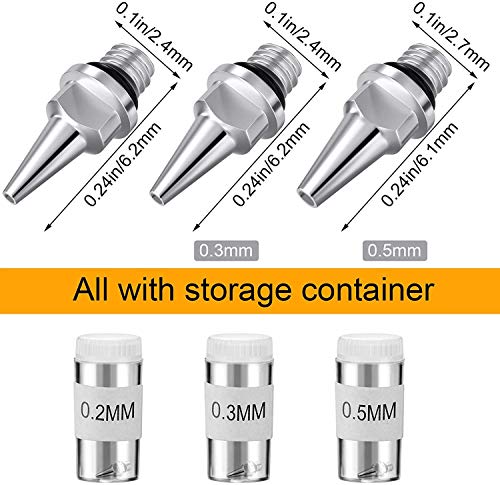 10 pcs Replacement Parts Kit with 0.2/0.3/0.5 mm Airbrush Nozzle ,Airbrush Needle,Airbrush Nozzle Cap,Mini Wrench for Airbrush Spray Gun Accessories