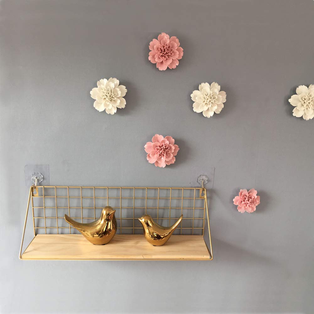 Ceramic Wall Flowers Decor Handmade 3D Wall Art Hanging Sculpture White 3.54