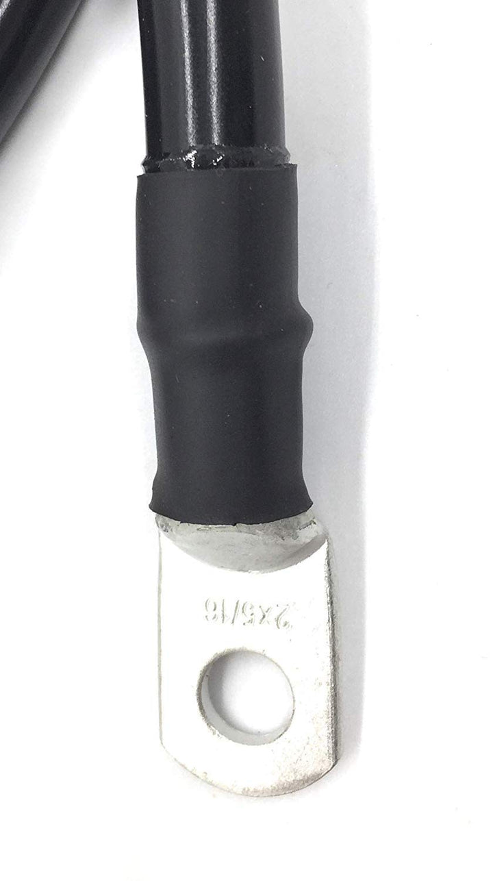 2 AWG Gauge Marine Grade Battery Cables, Made in USA, Fully Assembled with Heavy Duty Tinned Lugs, 1ft-15ft Lengths Available (Single Black, 2ft - 3/8” Lugs)