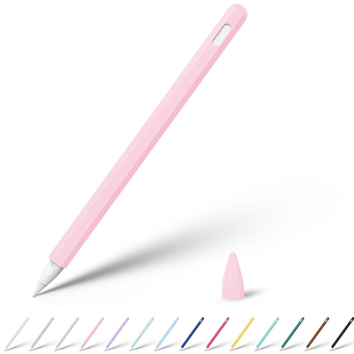 Silicone Case for Apple Pencil Pro 2024 &amp; Apple Pencil 2nd Generation, Cute Pink Protective Skin Sleeve Cover Holder Grip and Tip Cap Accessories Compatible with iPad Pro 11 12.9 13 Inch