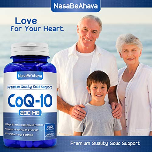 CoQ10 200mg Capsules | Vegan Friendly Coenzyme Q10 200mg from Easy Absorption Ubiquinone Supplement for Skin Heart and Energy Support | Made in The USA in cGMP Facilities (200 Servings)