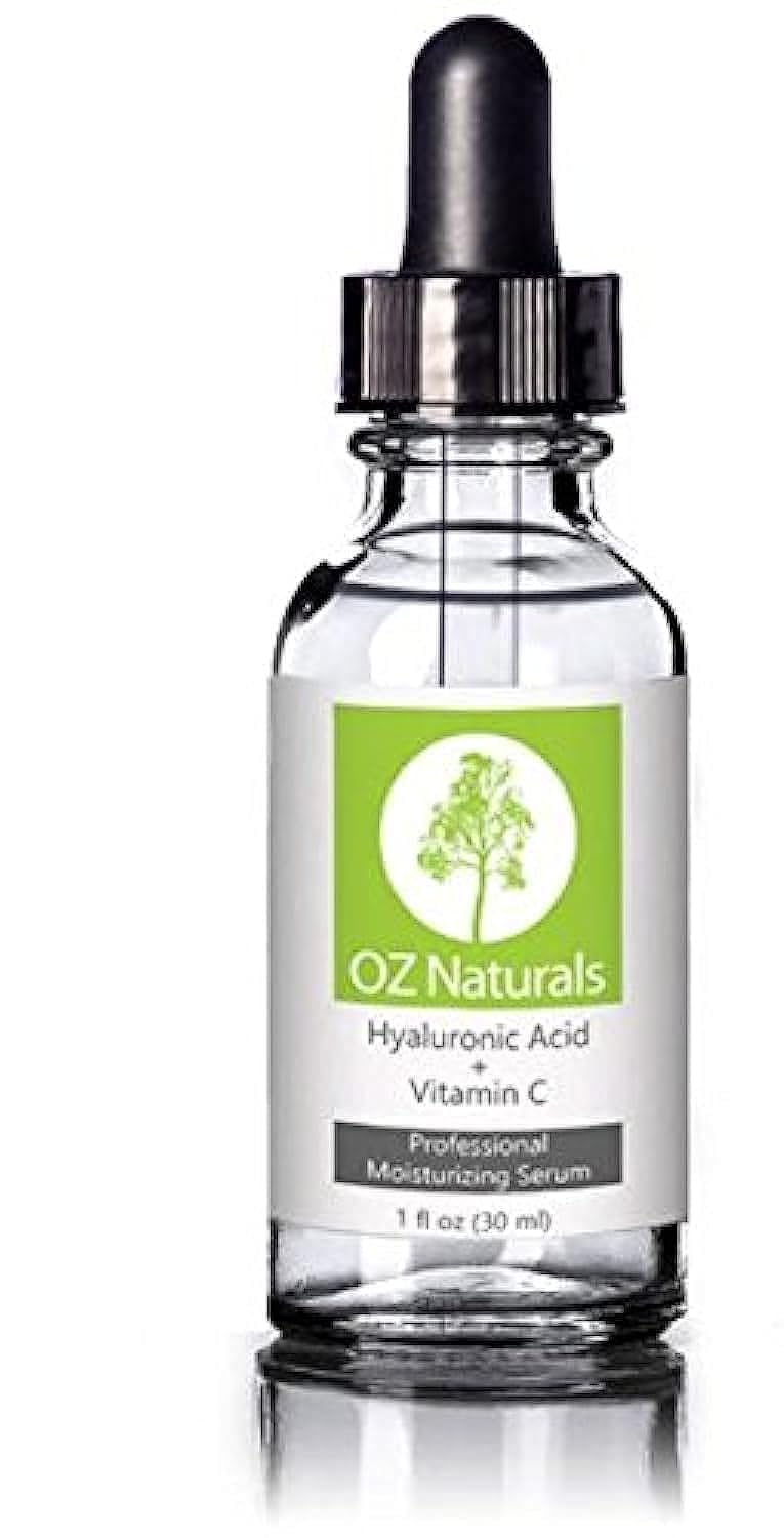 OZNATURALS Hyaluronic Acid Serum for Face - Plumping Serum, Hydrating Facial Skin Product, Natural Ingredients, Plump Fine Lines, Anti-Aging Face Serum, Organic Aloe + Rosehips Intense Moisture