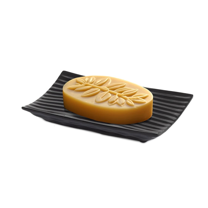 Modern Zen Black Ceramic Soap Dish - 4.9 x 3 Inches Sleek Soap Tray - Durable Bar Soap Holder with Soap Saver Ridges, Soap Tray for Bathroom, Kitchen, or Shower