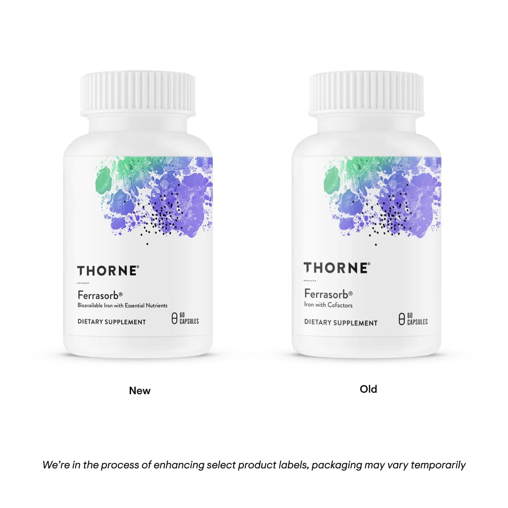 Ferrasorb - 36 mg Iron with Essential Nutrients - Complete Blood Support Formula* - Elemental Iron, Folate, B and C Vitamins for Optimal Absorption - Gluten-Free - 60 Capsules