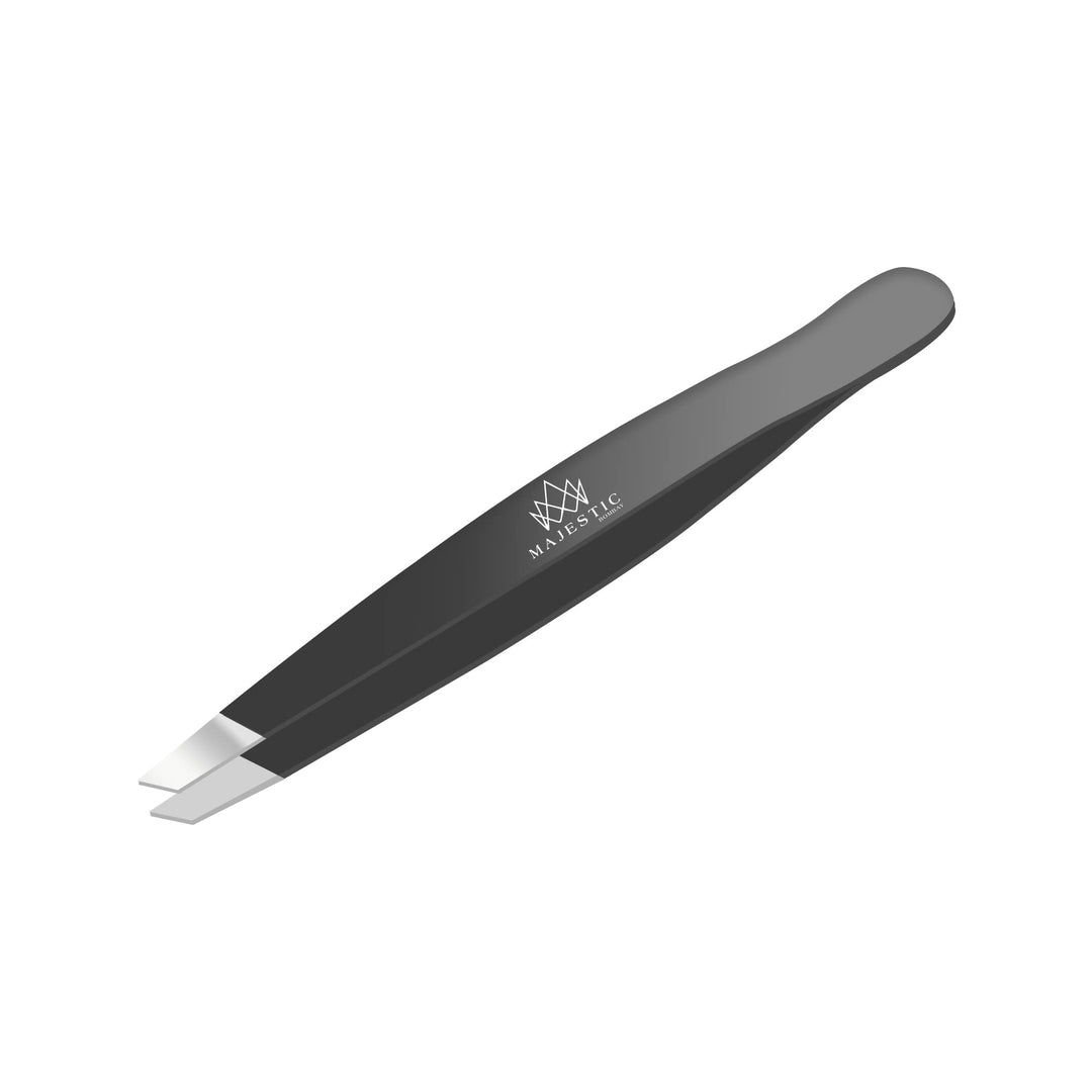 Black : Slant Tweezers - - Stainless Steel High Performance Eye Brows Slant Tweezer - Expert Precision Best for Plucking hair -Steel Ends Meet Perfectly- Life Time Guarantee !! (black)