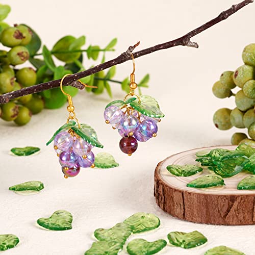 Pandahall 100pcs Transparent Green Acrylic Flower Beads Leaf Pendants 15x15mm for DIY Jewelry Making