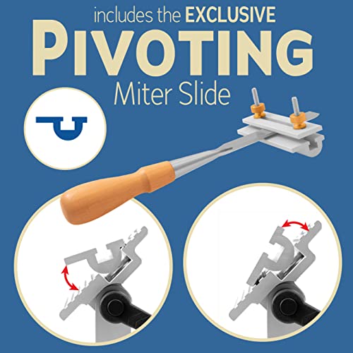 Adjustable Replacement Tool Rest Sharpening Jig for 6 inch or 8 inch Bench Grinders and Sanders •Includes a Pivoting Miter Slide and Flat Miter Slide for Easy Tool Honing