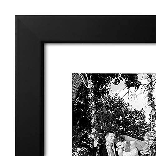12x16 Picture Frame with Shatter-Resistant Glass - Set of 2 - Use as 8x12 Frame with Mat or 12x16 Frame Without Mat - Signature Collection - Picture Frame Set for Wall Display - Black