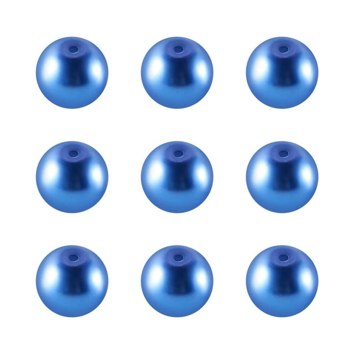 100pcs/strand 8mm Round Glass Pearl Beads Strand Tiny Satin Luster Pearl Beads Loose Spacer for DIY Bracelet Necklace Earrings Jewelry Making Crafts Supplies (Royal Blue)